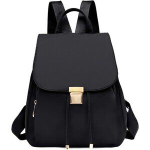 Mini Nylon Backpack for Women Lightweight Travel Purse Black Small Trendy Bag